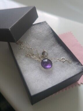 Gorgeous natural amethyst sterling silver 925 pendant + Chain
